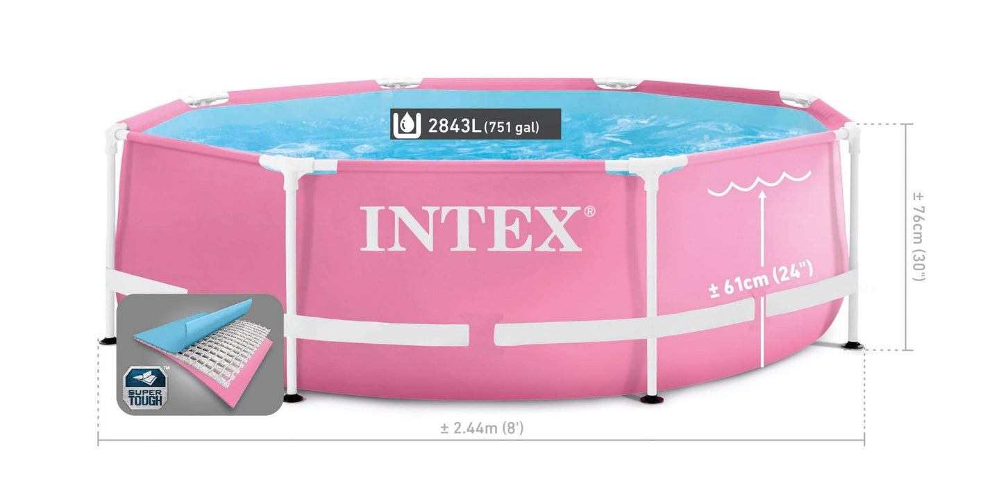 Intex Pink Metal Frame zwembad 244 x 76 cm - onderdelenpaleis.nl