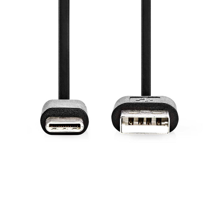 USB 2.0 | USB-A Male | USB-C™ Male | 15 W | 480 Mbps | Vernikkeld | 2.00 m | Rond | PVC | Zwart | Label