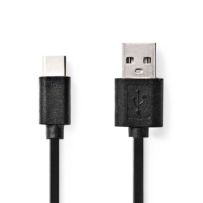 USB 2.0 | USB-A Male | USB-C™ Male | 15 W | 480 Mbps | Vernikkeld | 2.00 m | Rond | PVC | Zwart | Label