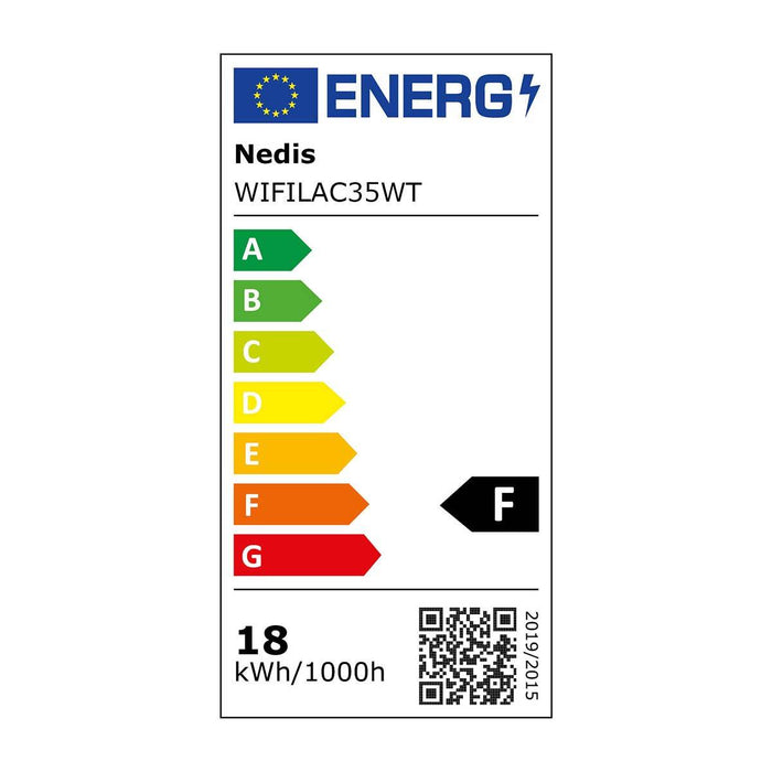 Energielabel van SmartLife plafondlamp, klasse F, 18 kWh/1000h, energie-efficiëntie-informatie.