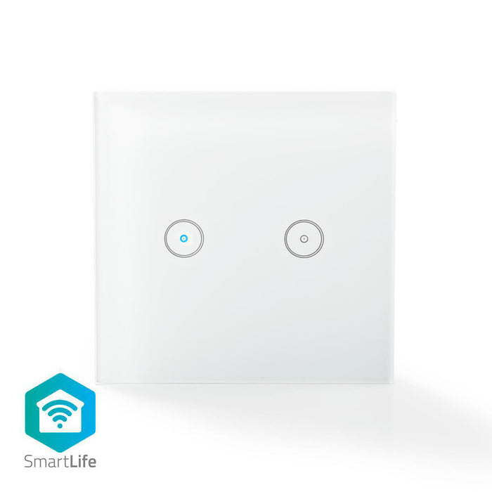 SmartLife Wandschakelaar Wi-Fi | Duaal | Muurmontage | 1000 W | Android™ / IOS | Glas | Wit